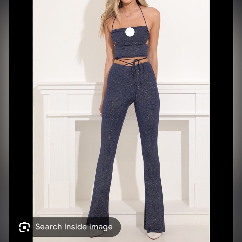 Two piece navy sparkly set